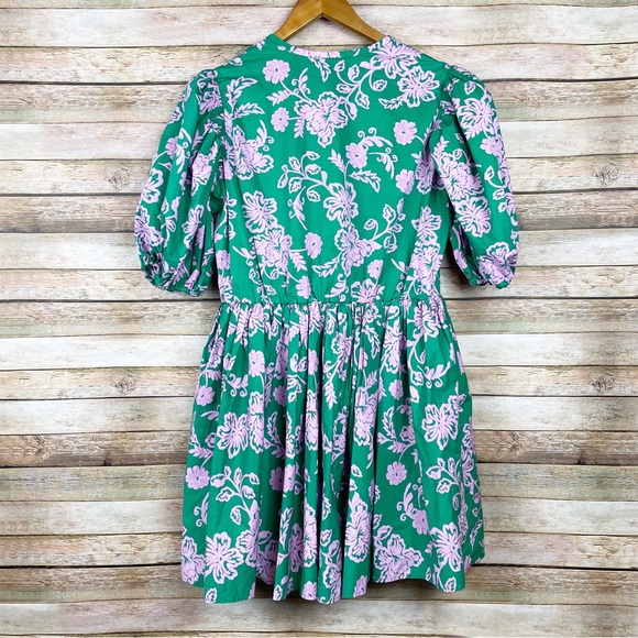 Xirena Caprisyn Green Aurie Puff Sleeve Mini Dress Size Large - Picture 4 of 8
